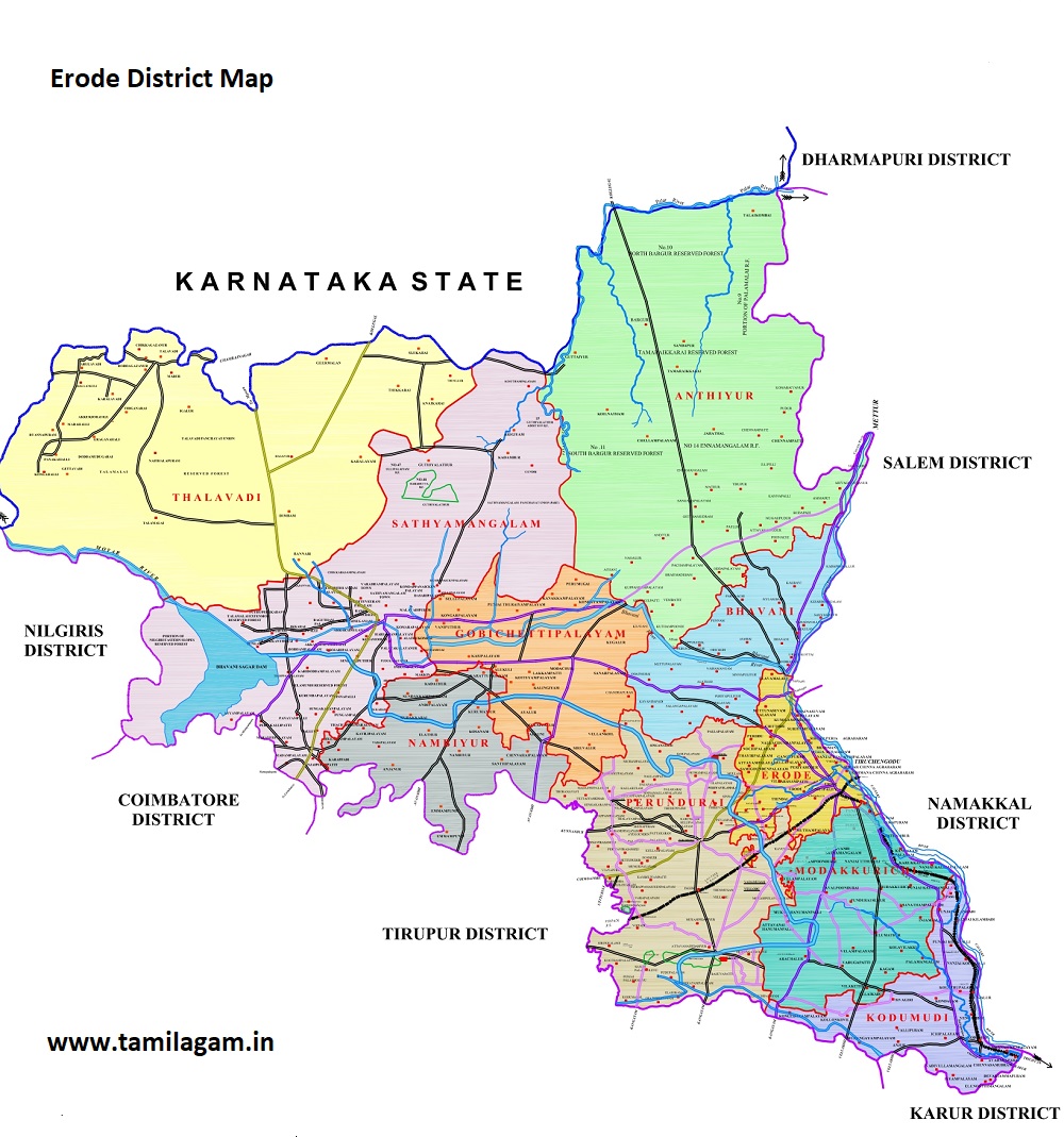 Erode District Political Map Updated