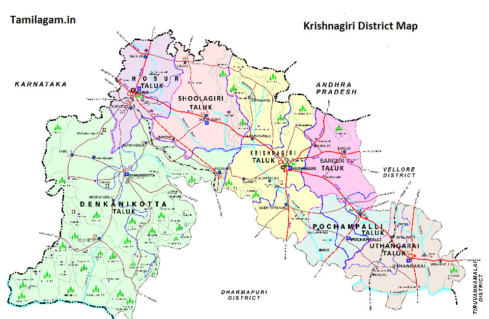 Krishnagiri District Political Map Updated