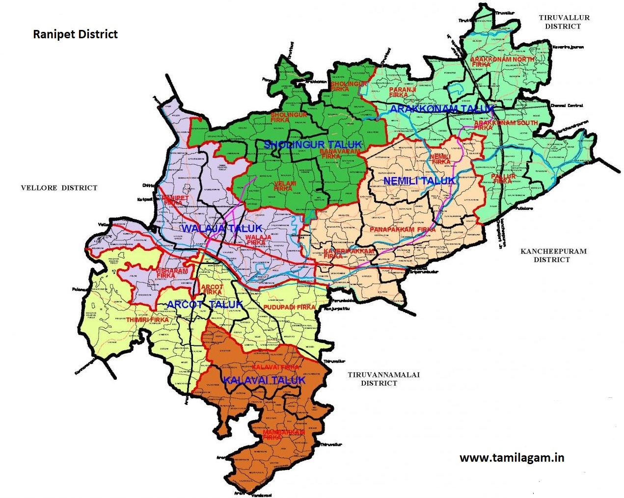 Ranipet District Political Map Updated